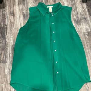 Green H&M Sleeveless Sheer Blouse